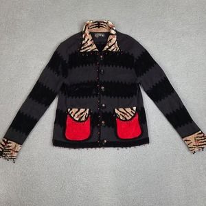 Berek Cardigan Sweater Womens‎ Small Beaded Crochet Flowers
